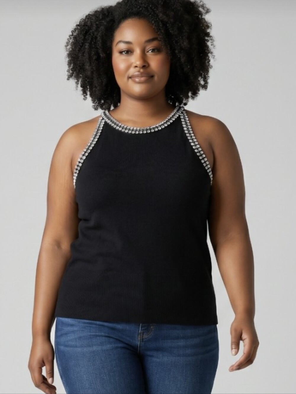 Elie Tahari Jeweled Cashmere Sleeveless Top
